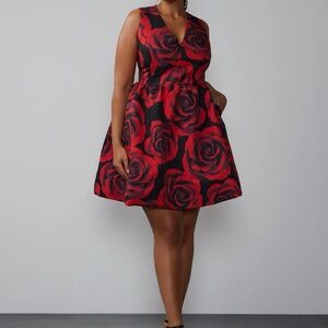 New York & Company Plus Floral Mini Bubble Dress